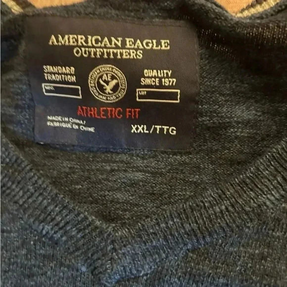 Men’s American Eagle Blue V Neck Sweater Size XXL - Picture 3 of 3